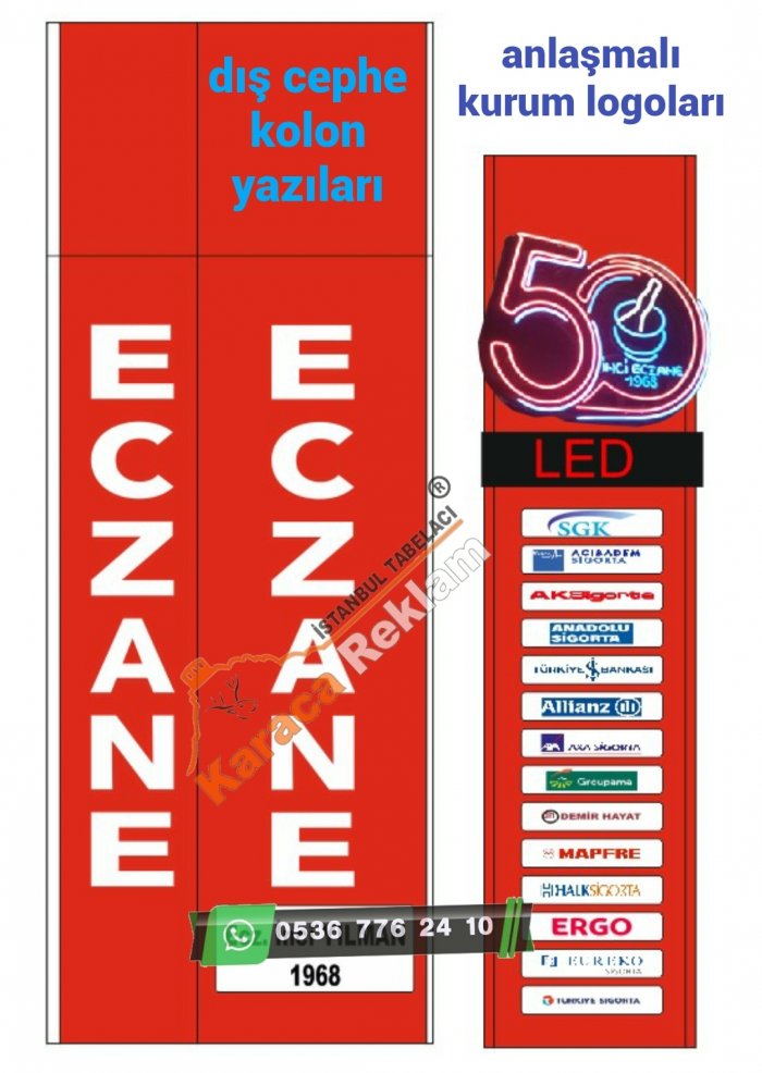 Eczane kolon yazısı eczane kolonlarına yazı eczanenin dış cephesinde bulunan binanın kolonları kompo