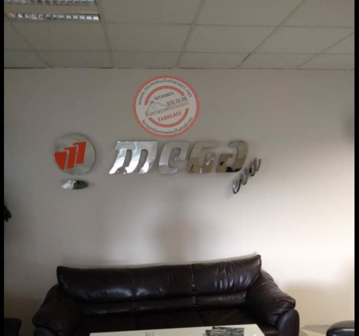 taş duvar ofis tabelası paslanmaz harf piricç harf gümüş renk harf aynalı harf ofis tabelası ofis ta