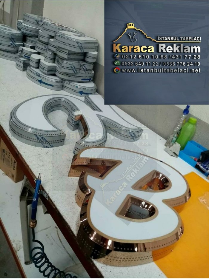 konik harf krom paslanmaz demir karaca reklamda 